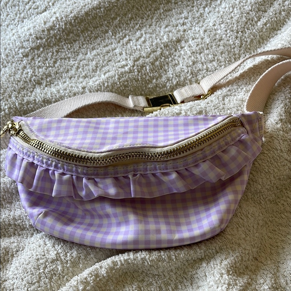 Purple Gingham Ruffle Fanny Pack